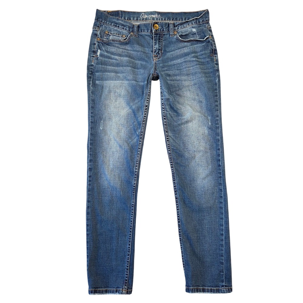 Aeropostale Women's Boyfriend Jeans - Blue Wash